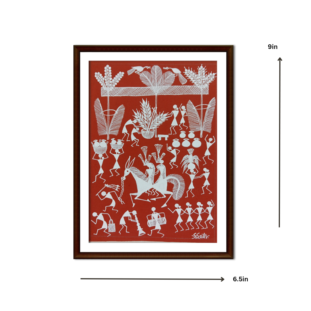 VILLAGE TARPA DANCE PAINTING (BROWN)WLS76