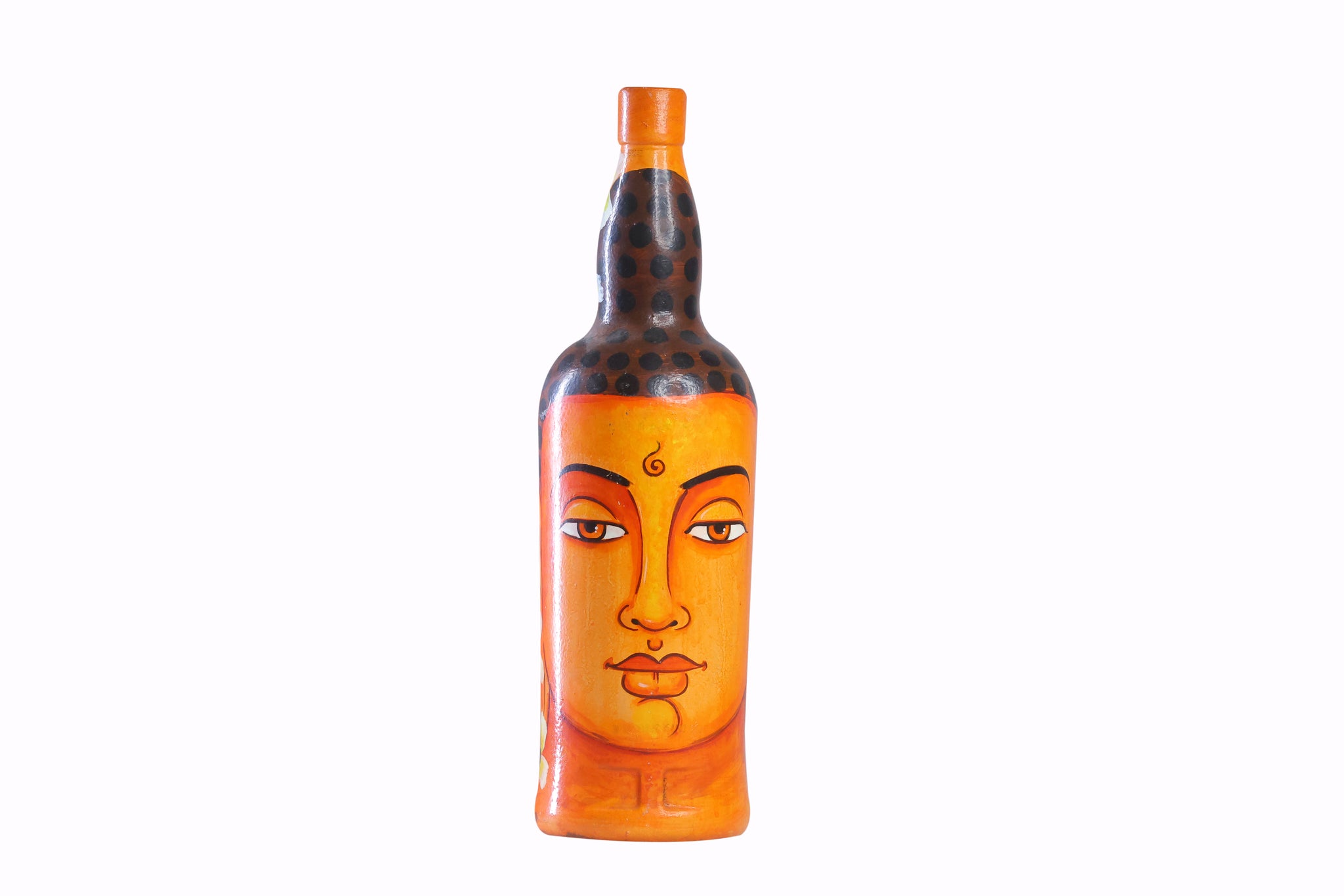 Handcrafted Paper Mache Bottle with Buddha Design