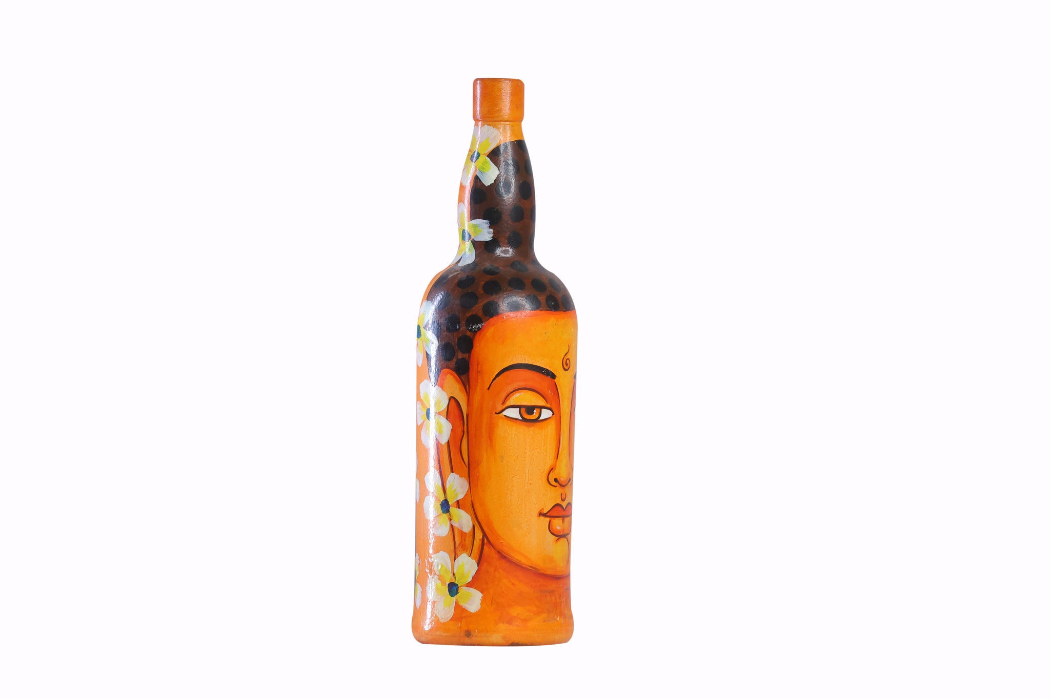 Handcrafted Paper Mache Bottle with Buddha Design