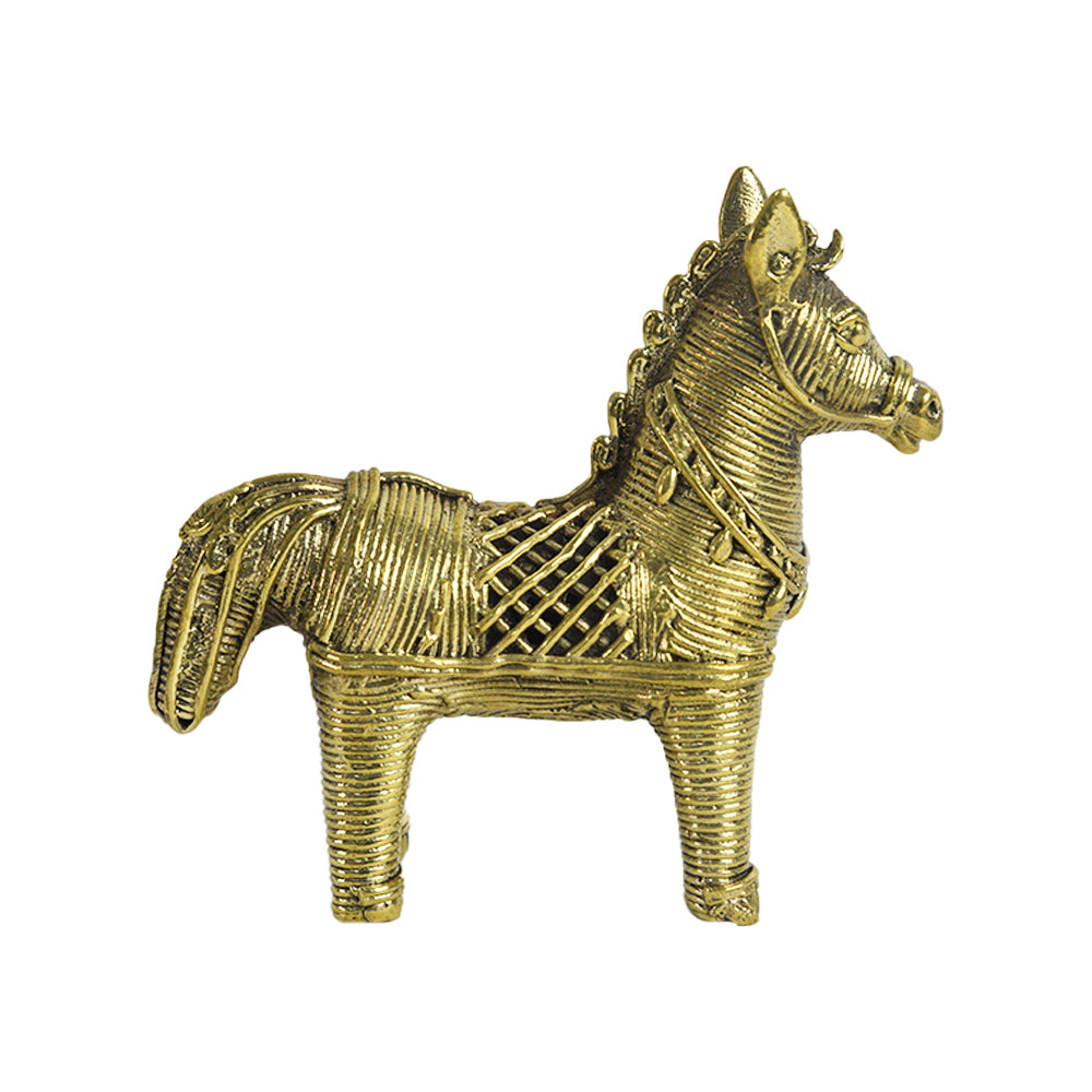 122.Introducing the Dhokra Art Design Horse: A Majestic Blend of Tradition and Artistry