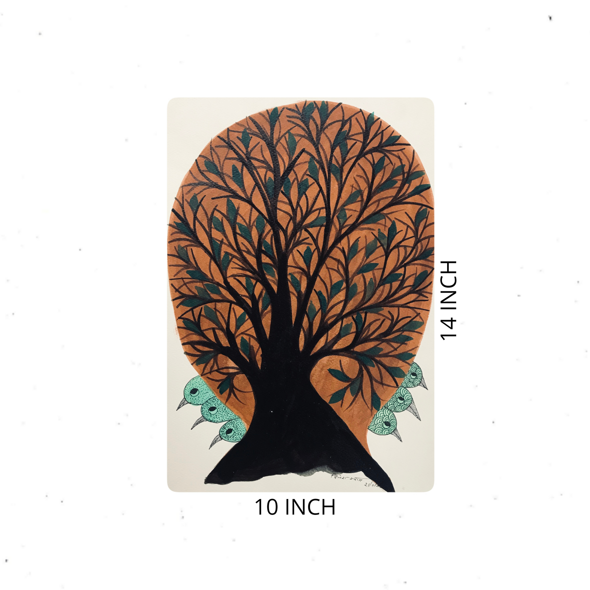 Traditional Gond Art Black Tree Painting GD001