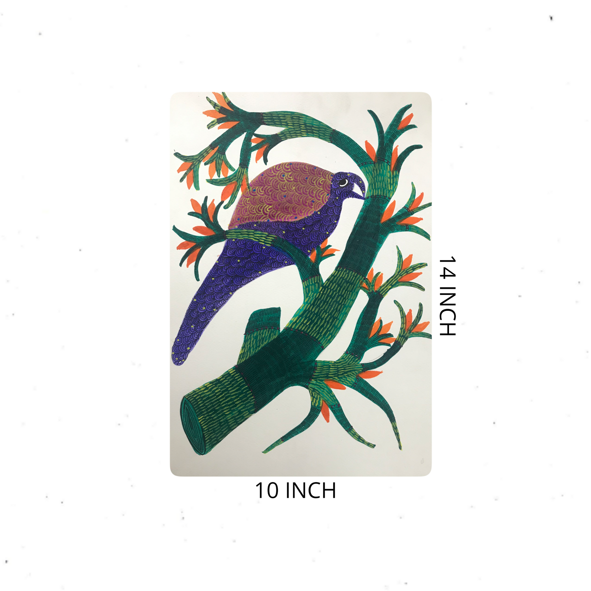 Experience the Splendor of Traditional Gond Art with the Bird on Tree Painting GD008
