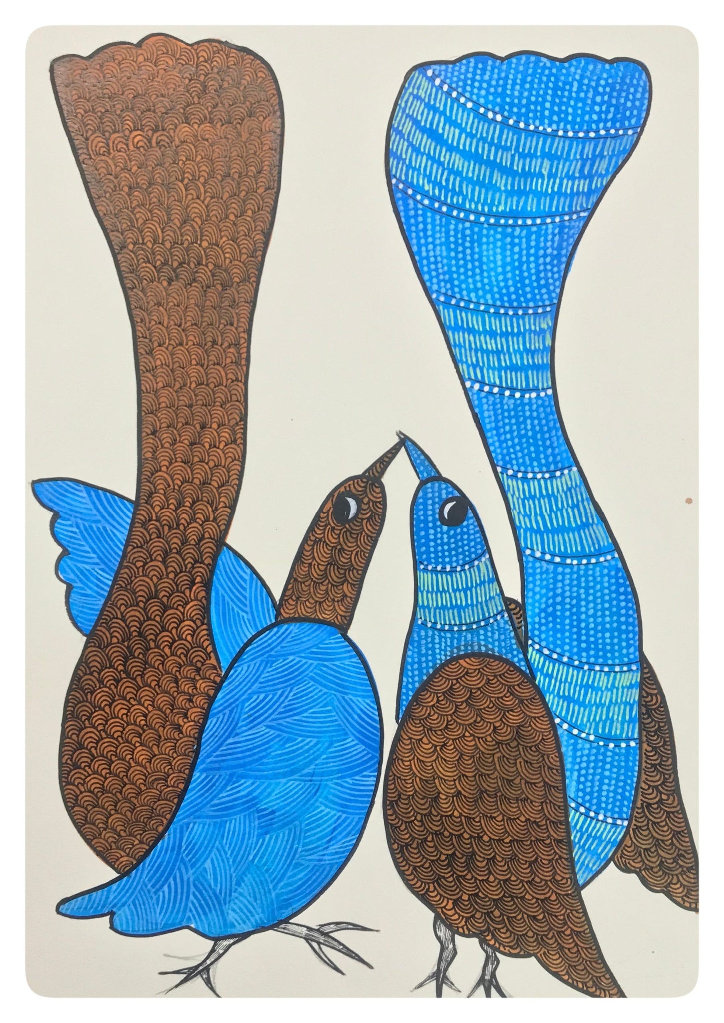 Traditional Gond Art Peacock Pair Painting GD032